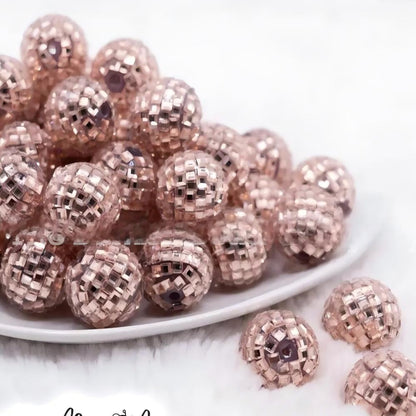 Disco Ball Bubblegum Beads 16-20mm Champagne Shiny 5pcs 3