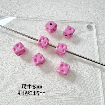 Square Metal Beads 8mm Baking Painted Cheese Cube Alloy 20pcs 10