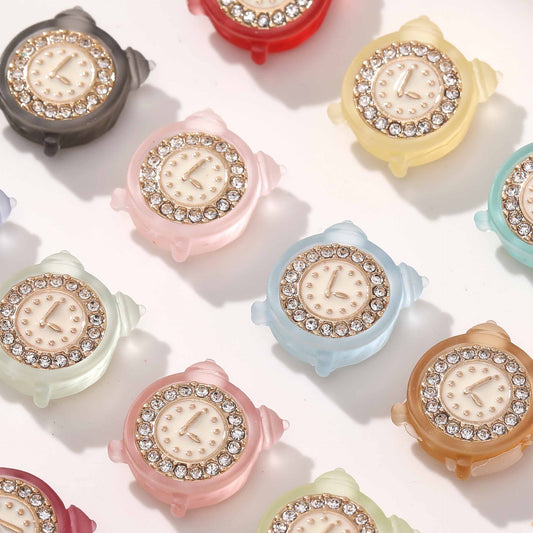 Matte Color Clock Resin Rhinestone Beads 18mm Vintage Style 4pcs 2