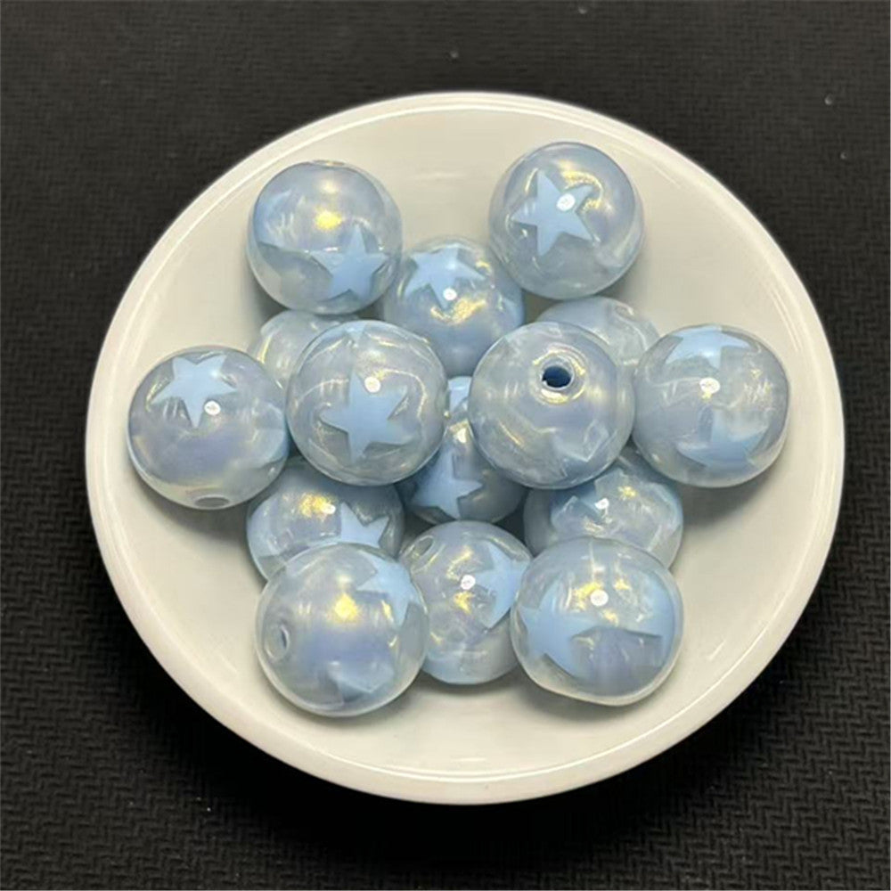 Gilded Silk Texture Star Pattern Acrylic Beads 16mm Mixed Colors 100pcs 4