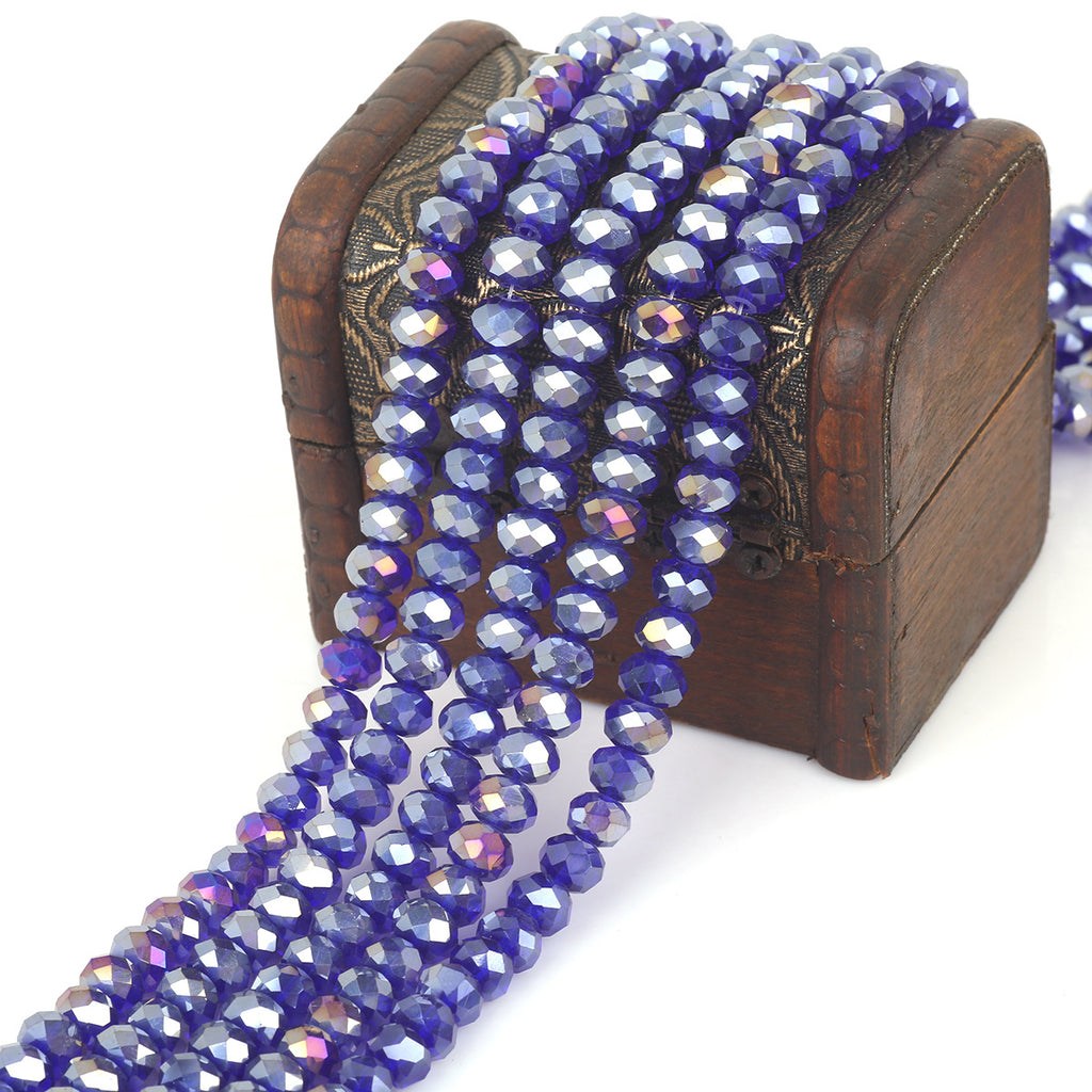 Glass Faceted Spacer Beads 8mm Iridescent Plating 3