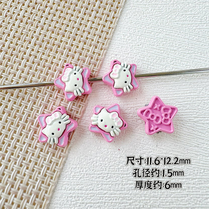 Star Shaped Metal Beads Adorable Painted Animals Glossy Alloy 10pcs 14