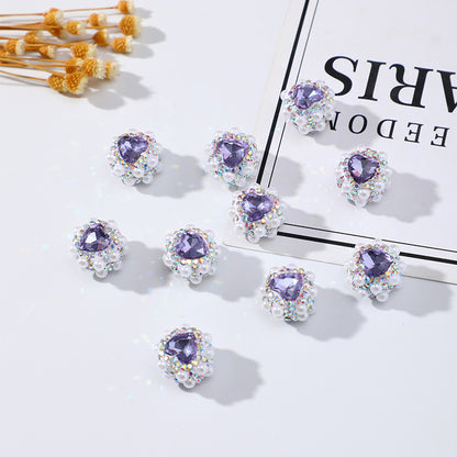 Heart Rhinestone Beads 16mm French Romantic Pastel Pink 10pcs 10