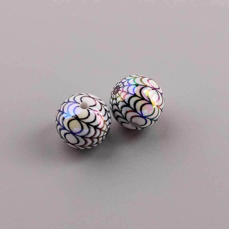Plating Spider Web Acrylic Beads 15mm Halloween Glossy 50pcs 6
