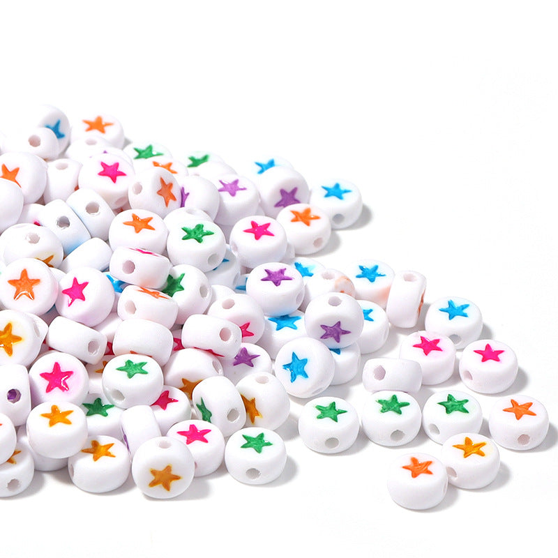 Colored Five-Pointed Flat Acrylic Beads 7mm Glossy Mixed 100pcs 2