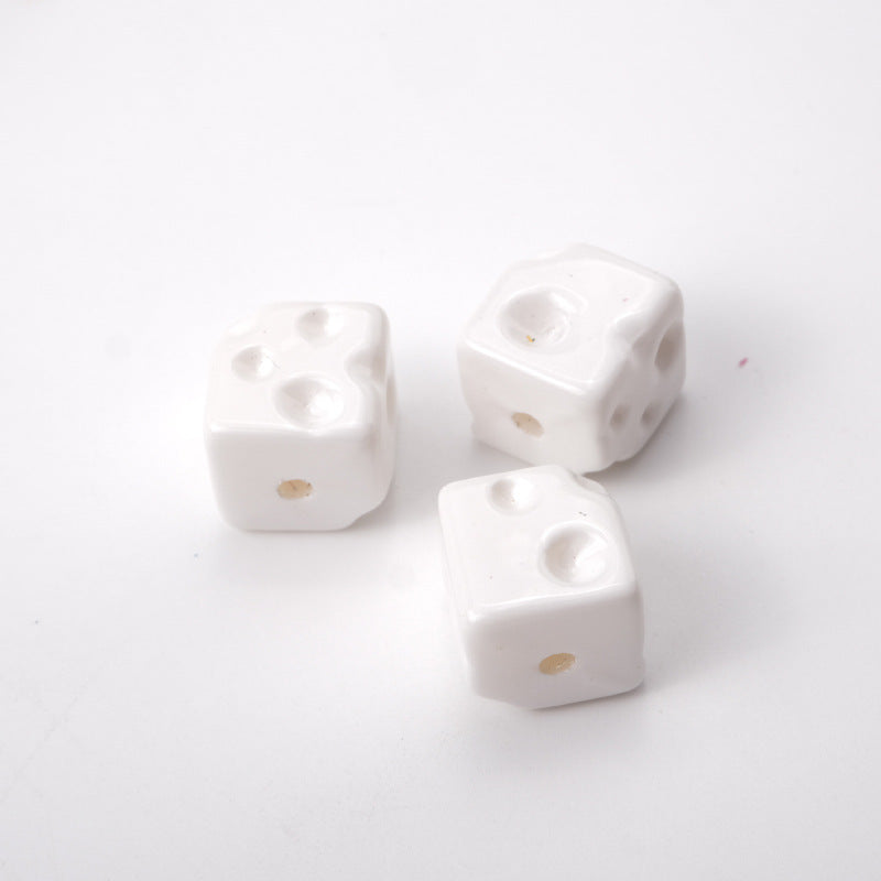 Painted Square Acrylic Beads 14mm Colored Baking Cheese Style 100pcs 8
