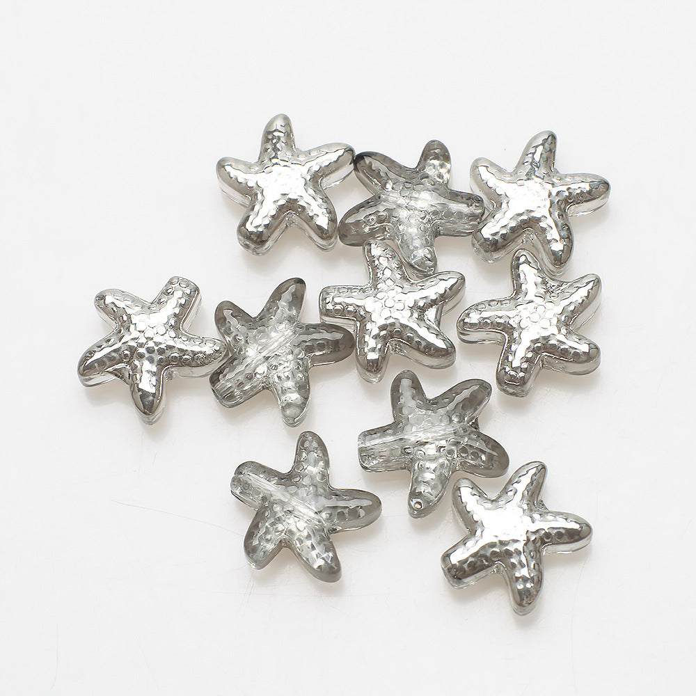 Electroplated Starfish Glass Beads 13-14mm Transparent 30pcs 17
