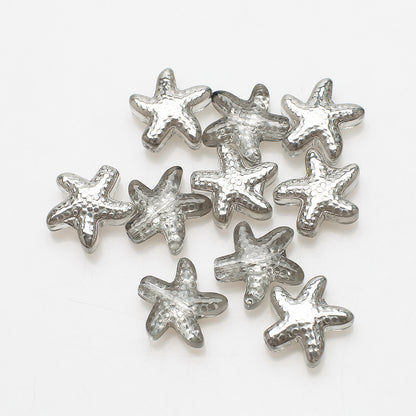 Electroplated Starfish Glass Beads 13-14mm Transparent 30pcs 17