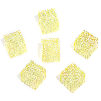 Transparent Square Acrylic Beads 16mm Colorful Bubbly Texture 50pcs 13