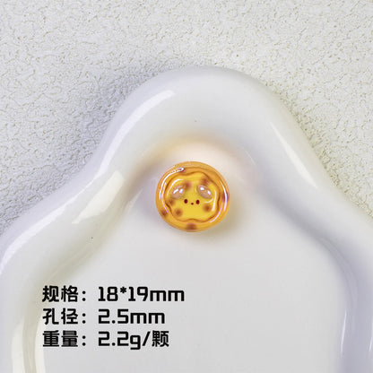 Plating Pochacco Egg Tart Resin Beads 19mm Glossy Pastel Colors 10pcs 11