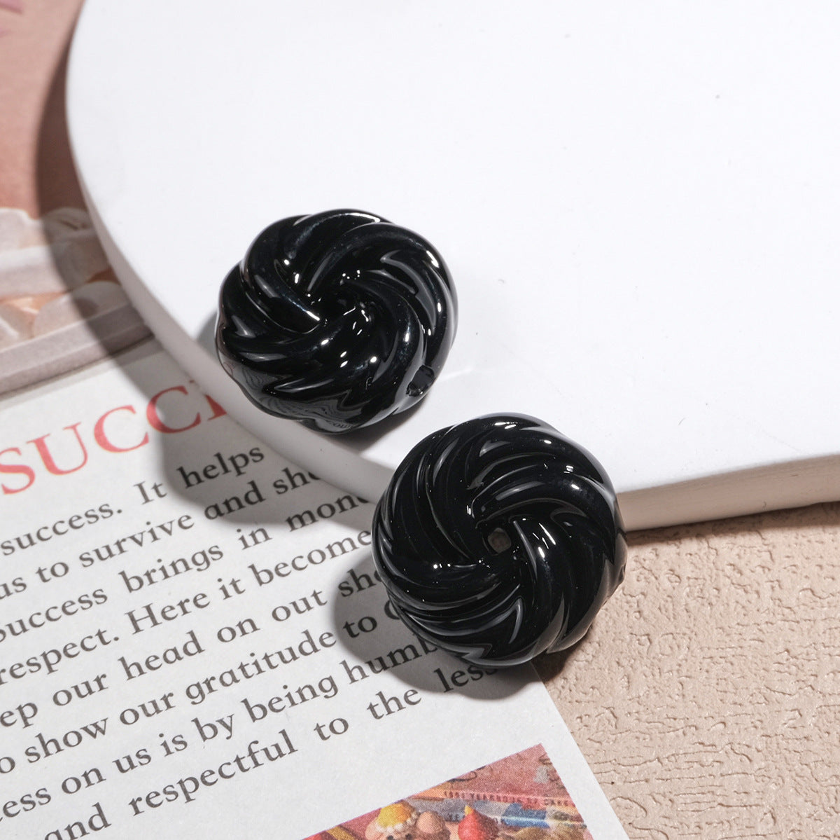 Painted Cookie Acrylic Beads 20x17x9mm Solid Color Glossy Swirl 30pcs 12