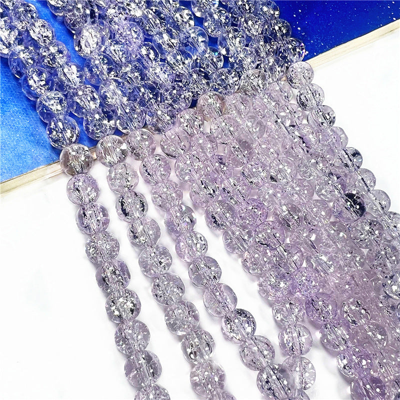 Crackle Flower Glass Beads 8mm Soft Purple Blue Gradient 3 Strands 23