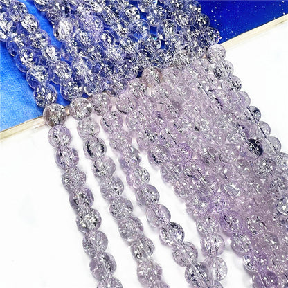 Crackle Flower Glass Beads 8mm Soft Purple Blue Gradient 3 Strands 23