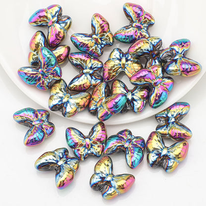 Plating Butterfly Glass Beads 17x10mm Iridescent Detailed Wings 10pcs 8