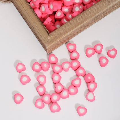Heart Clay Beads 9mm Gradient Pink White Polymer 100pcs 3