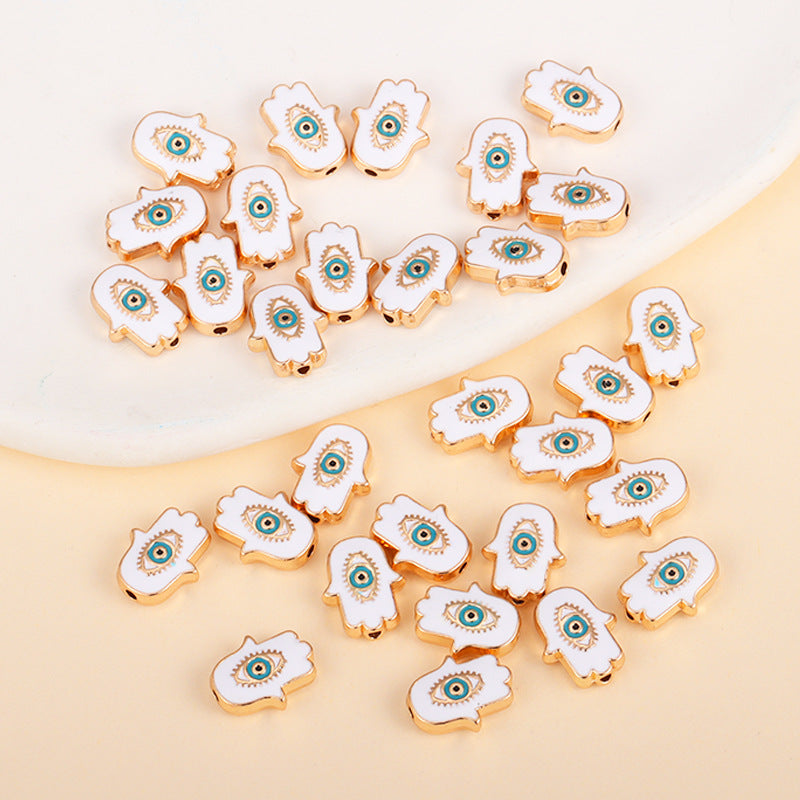 Irregular Shaped Metal Beads Double-Sided Enamel Evil Eye 20pcs 8