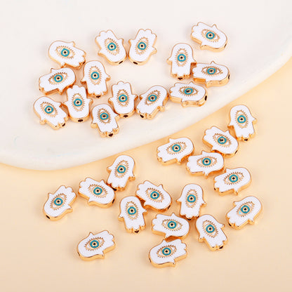 Irregular Shaped Metal Beads Double-Sided Enamel Evil Eye 20pcs 8
