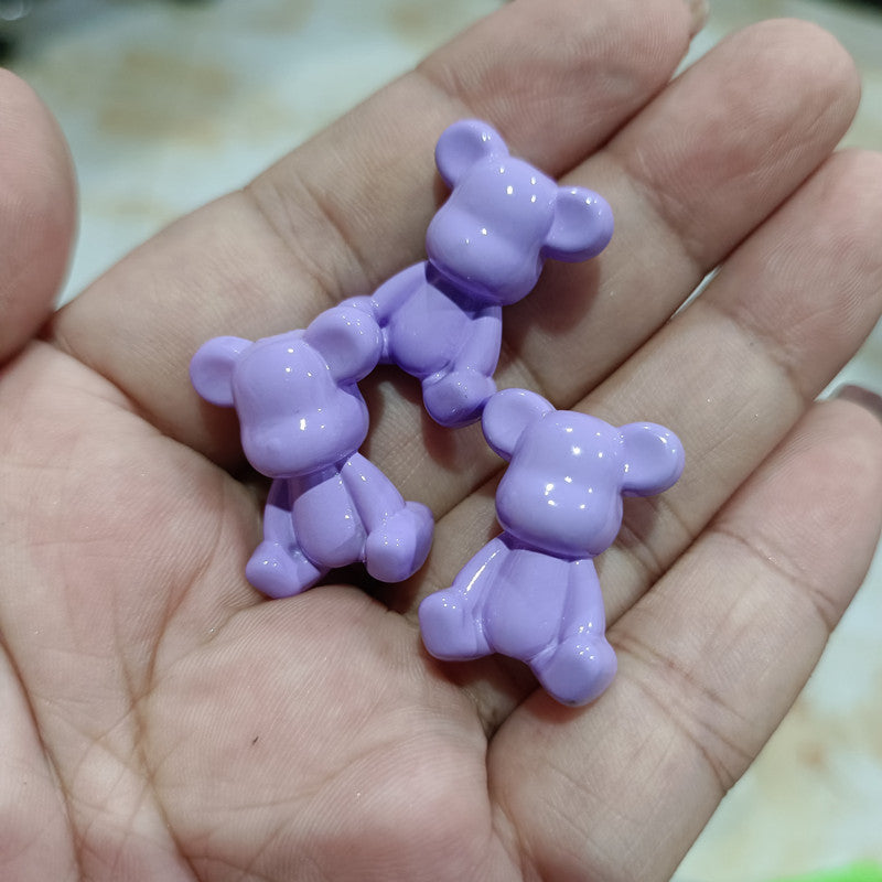 Baking Painted Bear Acrylic Beads 18x24mm Glossy Colorful 100pcs 5
