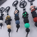 Halloween Silicone Bead Keychain Colorful Spooky Characters Durable 2