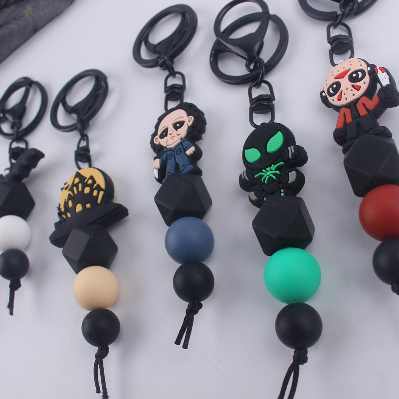 Halloween Silicone Bead Keychain Colorful Spooky Characters Durable 2