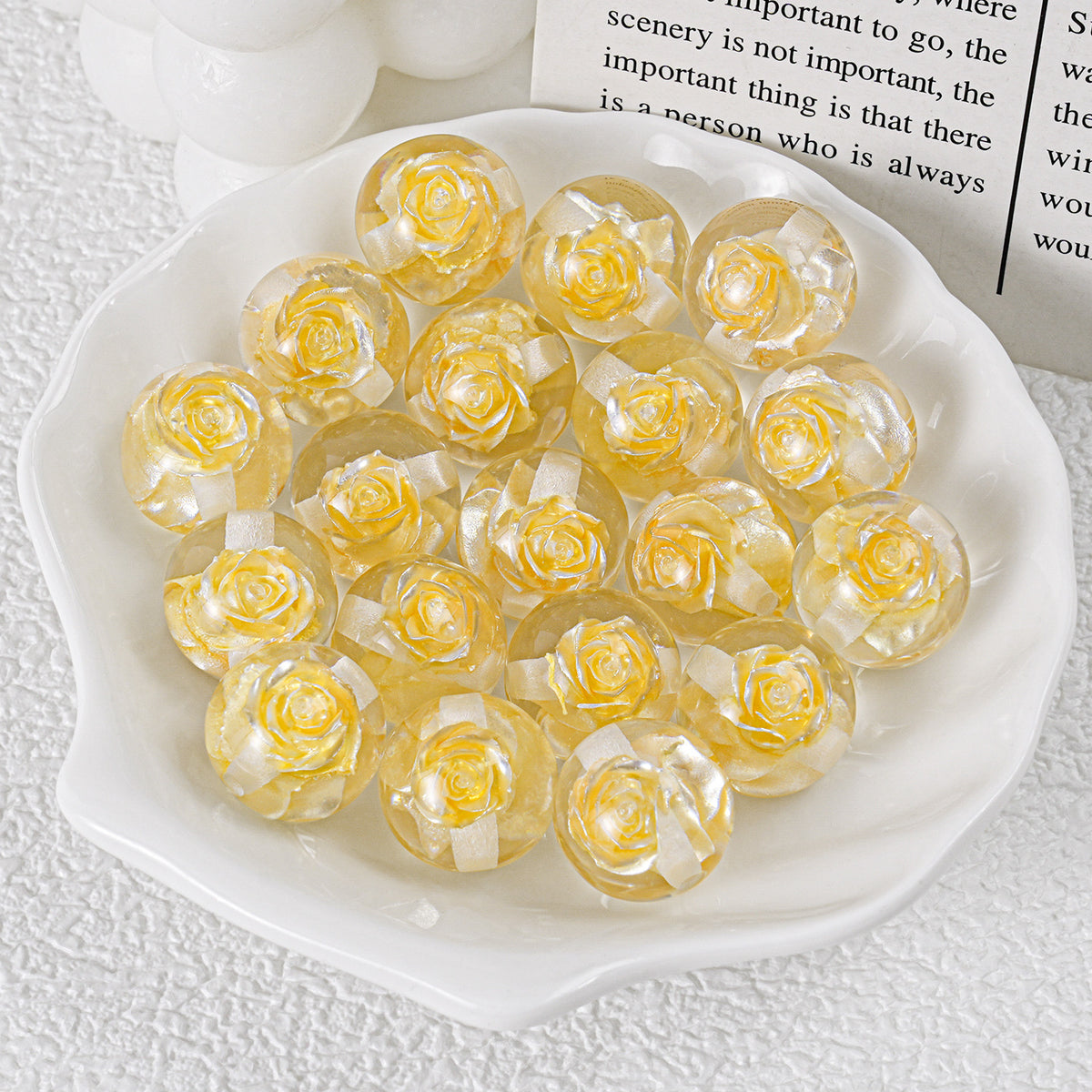 Blooming Flower Resin Beads 16mm Round Colorful 20pcs 8