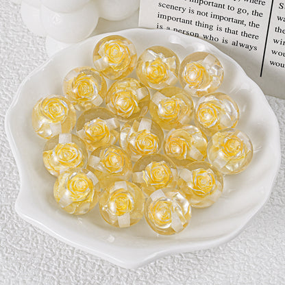 Blooming Flower Resin Beads 16mm Round Colorful 20pcs 8