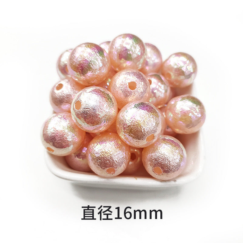 Plating Round Acrylic Beads 16mm Iridescent Wrinkle Texture 50pcs 7