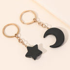 Acrylic Star Moon Couple Keychain Gold Flakes Delicate Chain 5