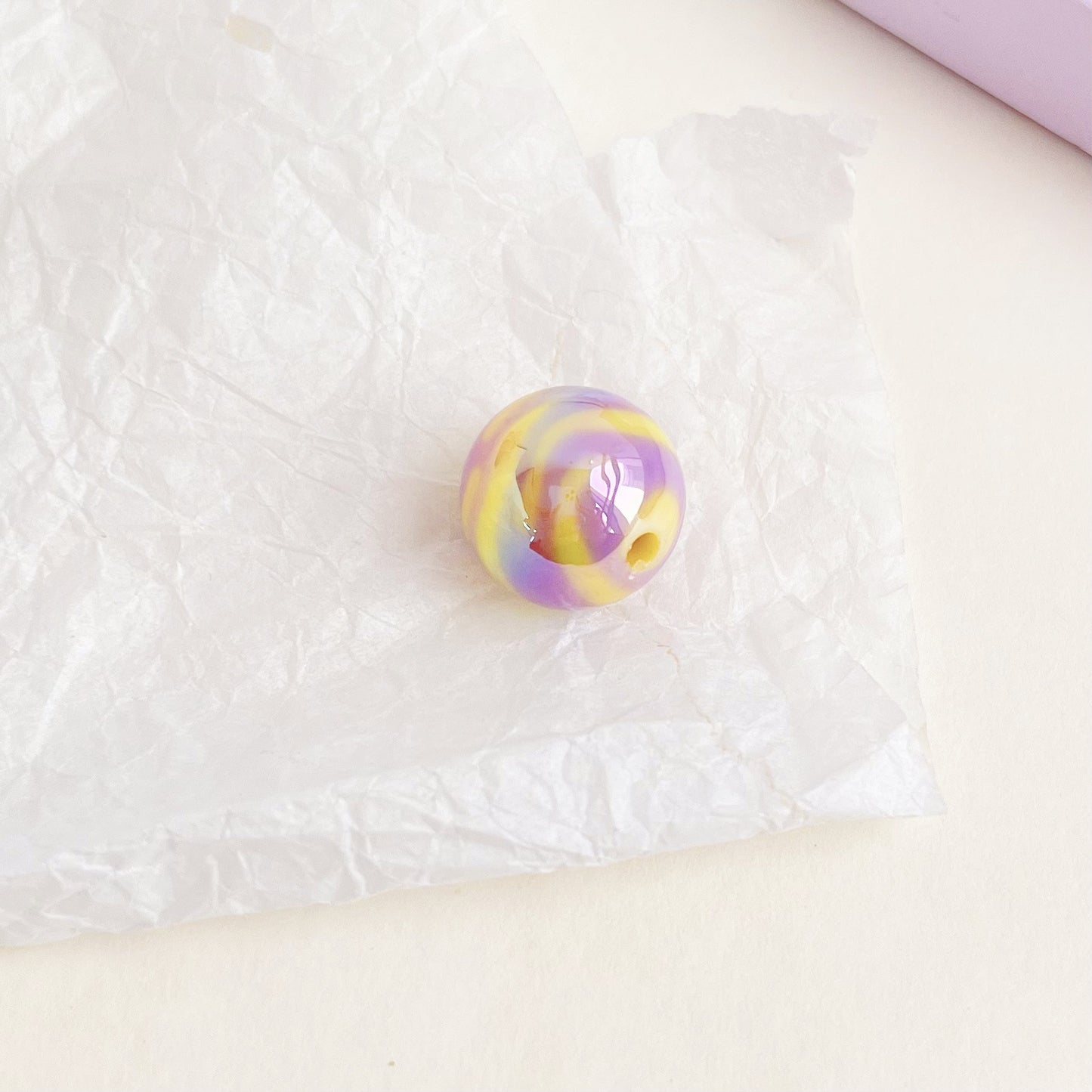 UV Plating Round Acrylic Beads 15mm Dual Color Flow 100pcs 7