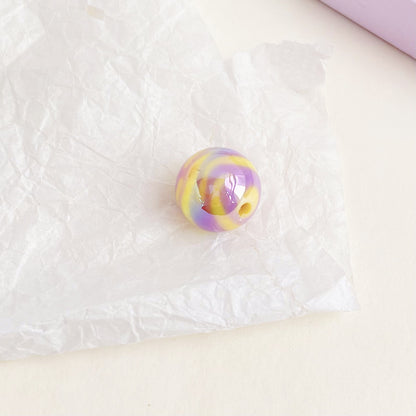 UV Plating Round Acrylic Beads 15mm Dual Color Flow 100pcs 7
