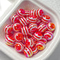 UV Plating Striped Resin Beads 11mm Glossy Round 20pcs 16