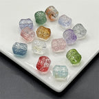 Electroplated Transparent Glass Beads 12mm Etched Rainbow Pattern 100pcs 2