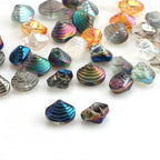 Electroplated Spiral Shell Glass Beads 14mm Iridescent Colors 30pcs