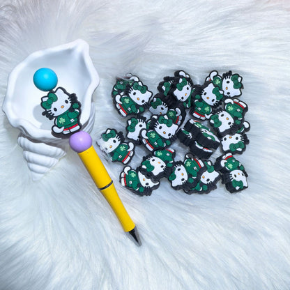 Silicone Focal Beads Kitty Cat Faces Colorful Expressions 20pcs 9