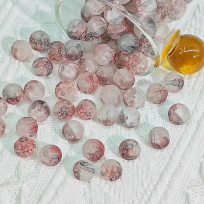 Frosted Round Glass Beads 6mm Colorful Speckled Matte Finish 50pcs 23