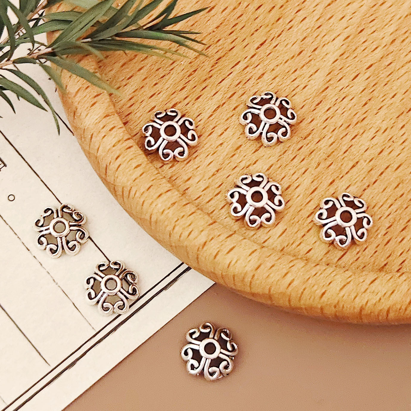 Alloy Heart Bead Caps 8mm Zinc Tibetan Spacer Beads 200pcs 3
