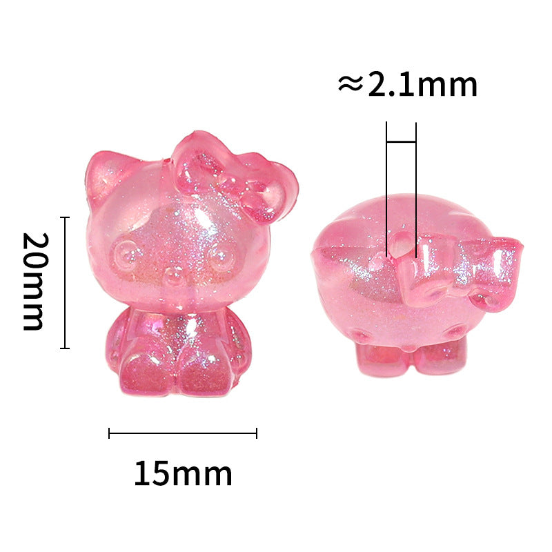 Glow KT Cat Acrylic Beads 15x20mm Pastel Luminous 50pcs 3