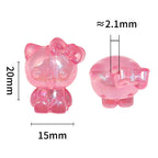 Glow KT Cat Acrylic Beads 15x20mm Pastel Luminous 50pcs 3