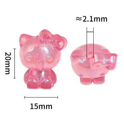 Glow KT Cat Acrylic Beads 15x20mm Pastel Luminous 50pcs 3