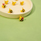 Brass 3D Fluttering Bee Metal Beads 12mm Enamel Painted 10pcs 4
