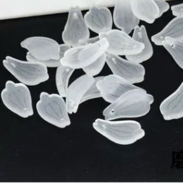 Czech Frosted Jasmine Glass Beads 10x19mm Frosted White 100pcs