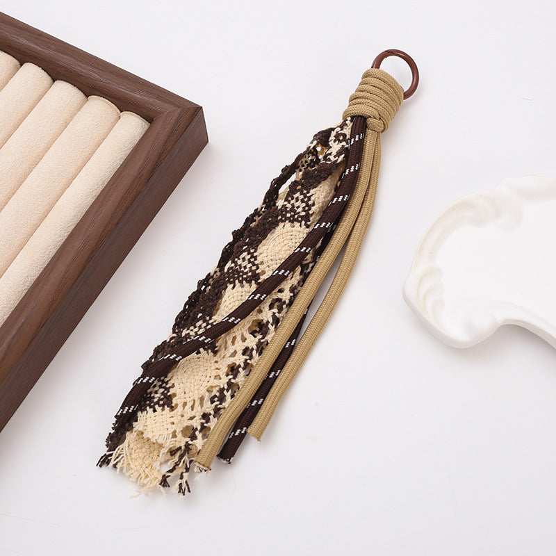 Braided Boho Lace Tassel Crochet Keychain Polyester 19cm 4pcs 16