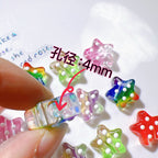 Dotted Rainbow Star Acrylic Beads 18mm Glossy Texture 10pcs 4