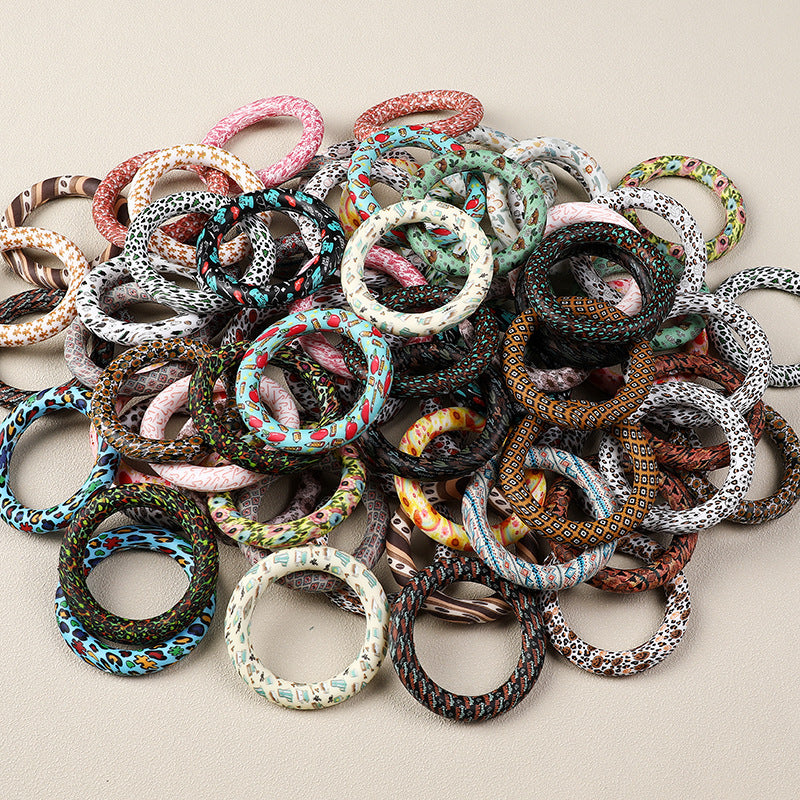 65mm Printed Silicone Beads Round Rings Floral Animal Spots Prints 4