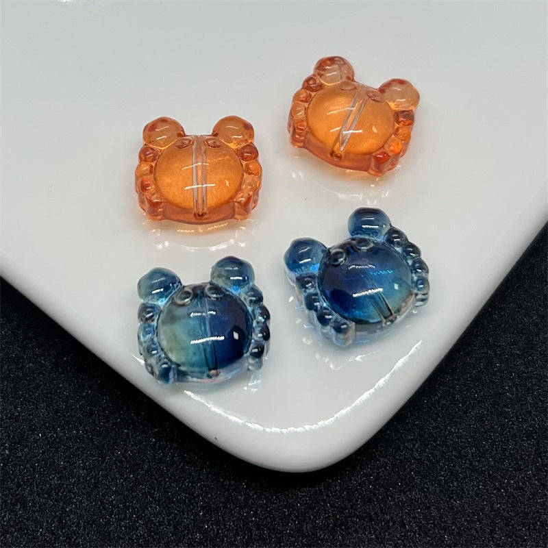Small Crab Glass Beads 14mm Transparent Assorted Colors 100pcs 9