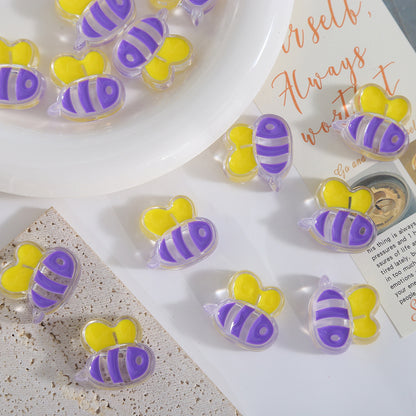 Hand Painted Bee Acrylic Beads 25mm Colorful Enamel 20pcs 8