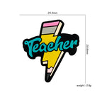 Silicone Focal Beads Student Pencil Teacher Text Yellow 20pcs 3