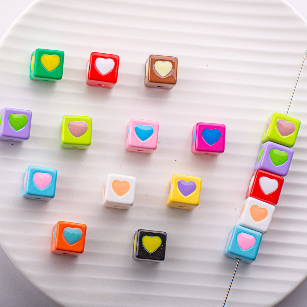 Warm Winter Color Series Heart Acrylic Square Beads 12.5mm 20pcs 2