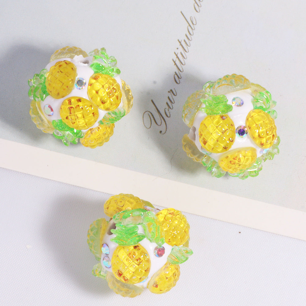 Embellished Bubblegum Beads 18mm Fruit Slice Colorful 10pcs 8