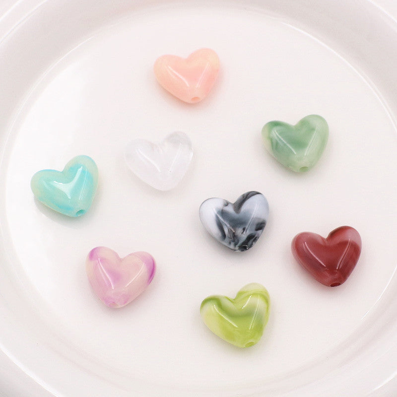 Marble Texture Heart Acrylic Beads 17mm Gradient Color Mixed 40pcs 2
